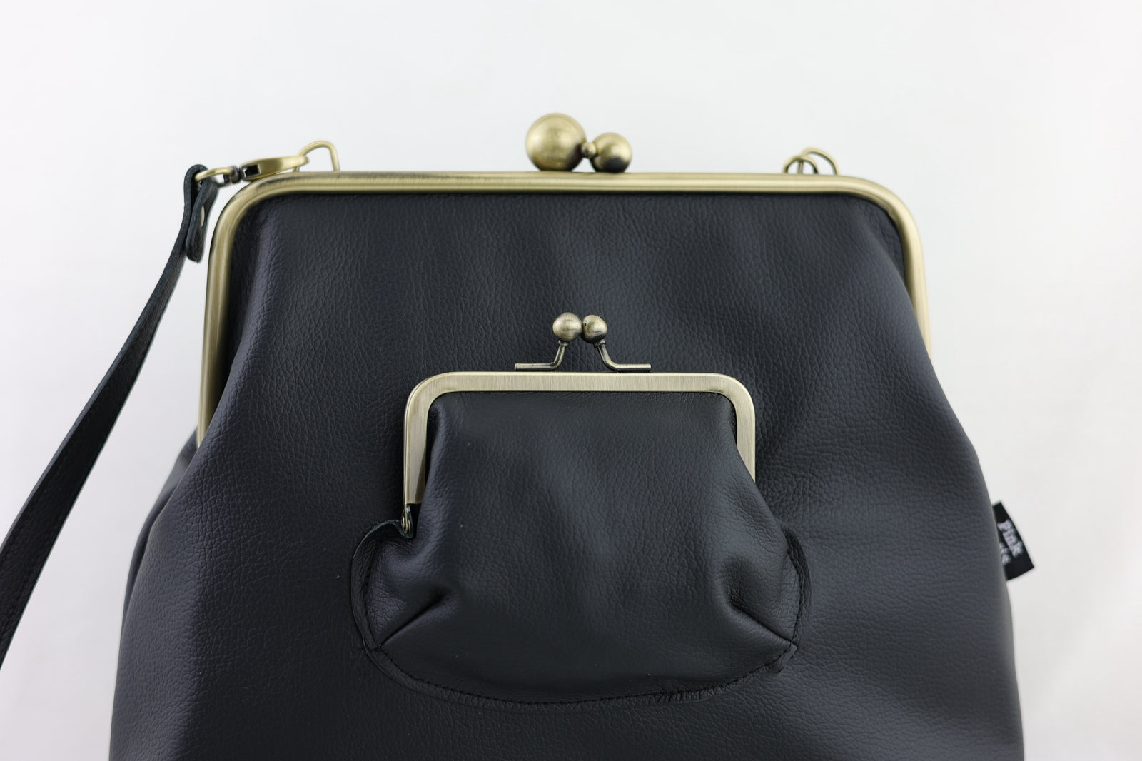 Handmade Ebony Black Leather Crossbody Bag | PINK OASIS