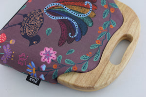 Lyre Bird Large Wood Frame Bag | PINK OASIS
