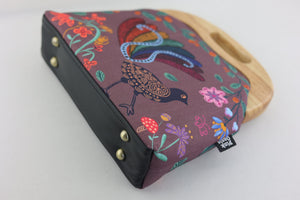 Lyre Bird Large Wood Frame Bag | PINK OASIS