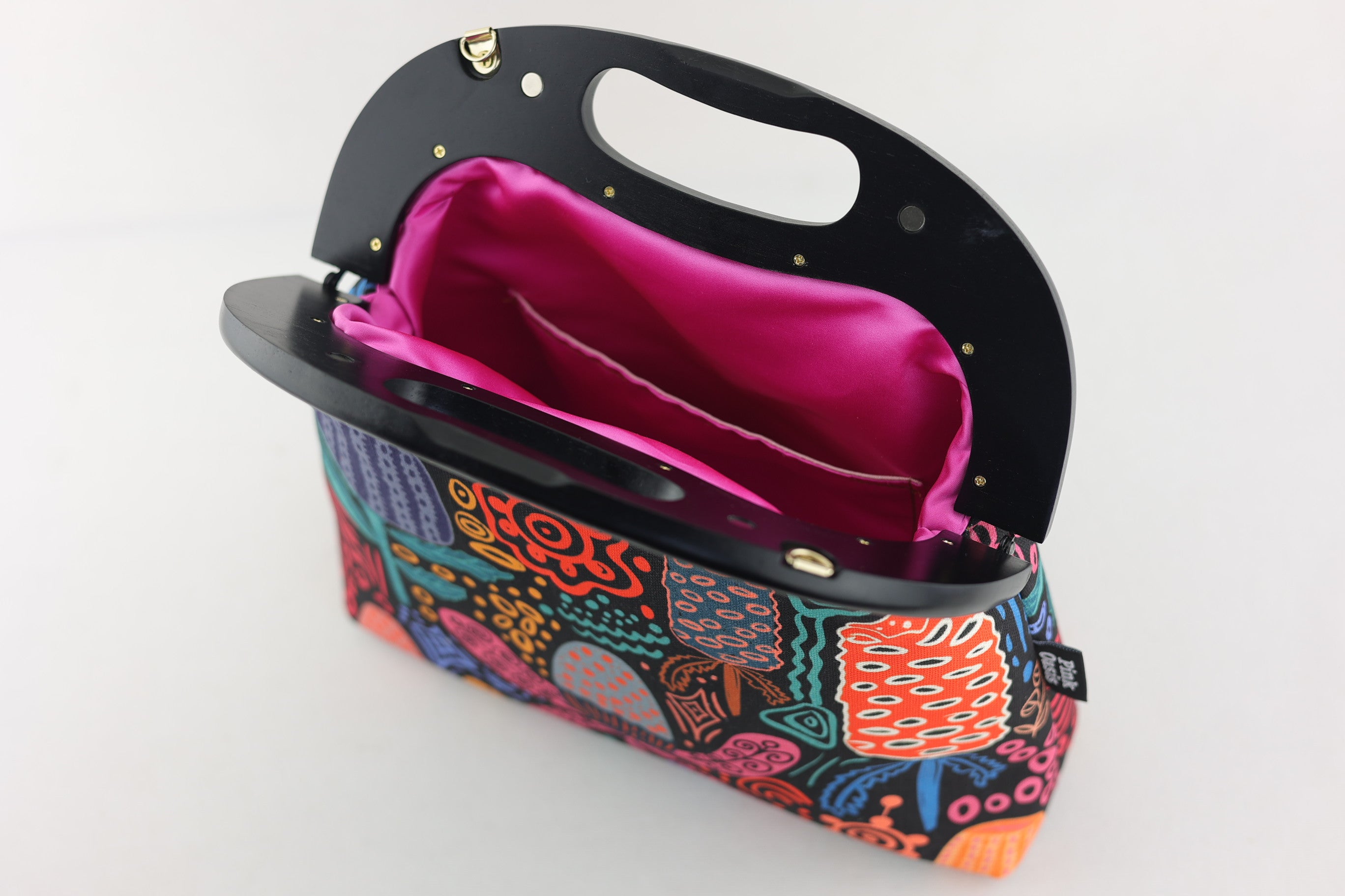 Banksia Garden Large Wood Frame Bag | PINK OASIS
