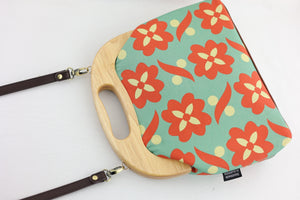 Daisy Teal & Orange Large Wood Frame Bag | PINK OASIS