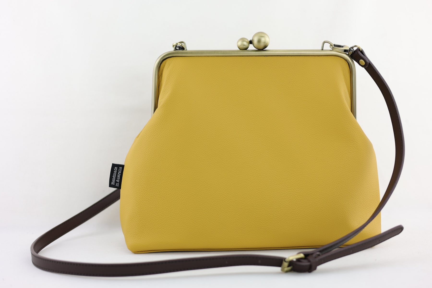 Handmade Mustard Leather Crossbody Bag | PINK OASIS