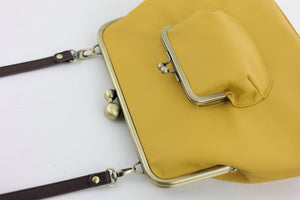 Handmade Mustard Leather Crossbody Bag | PINK OASIS