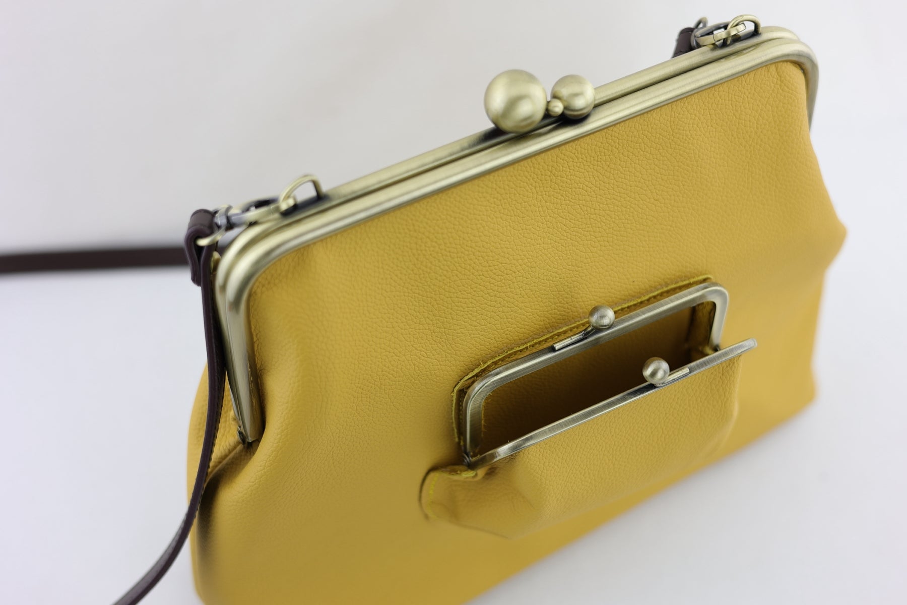Handmade Mustard Leather Crossbody Bag | PINK OASIS