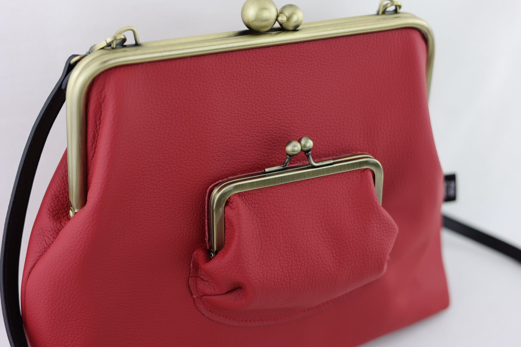 Handmade Crimson Red Leather Crossbody Bag | PINK OASIS
