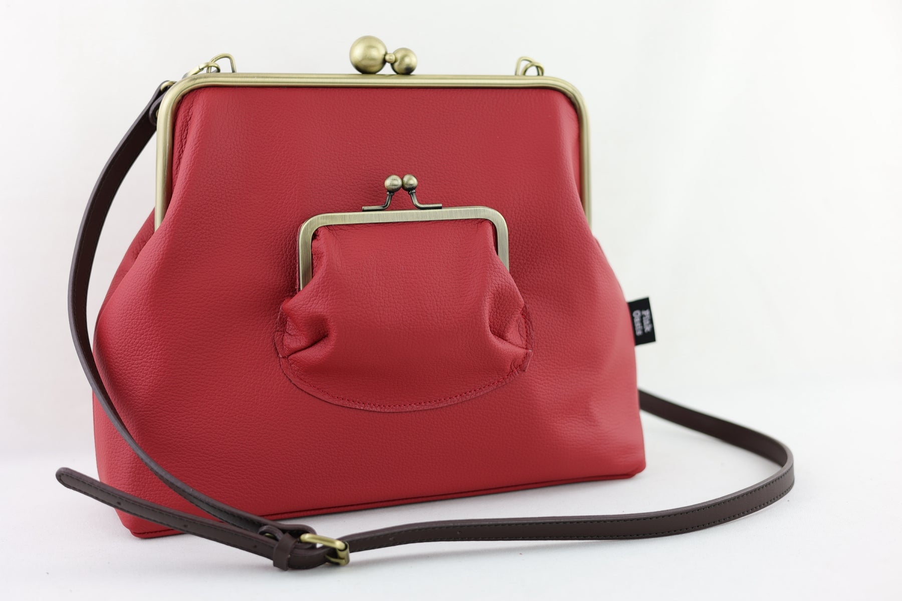 Handmade Crimson Red Leather Crossbody Bag | PINK OASIS