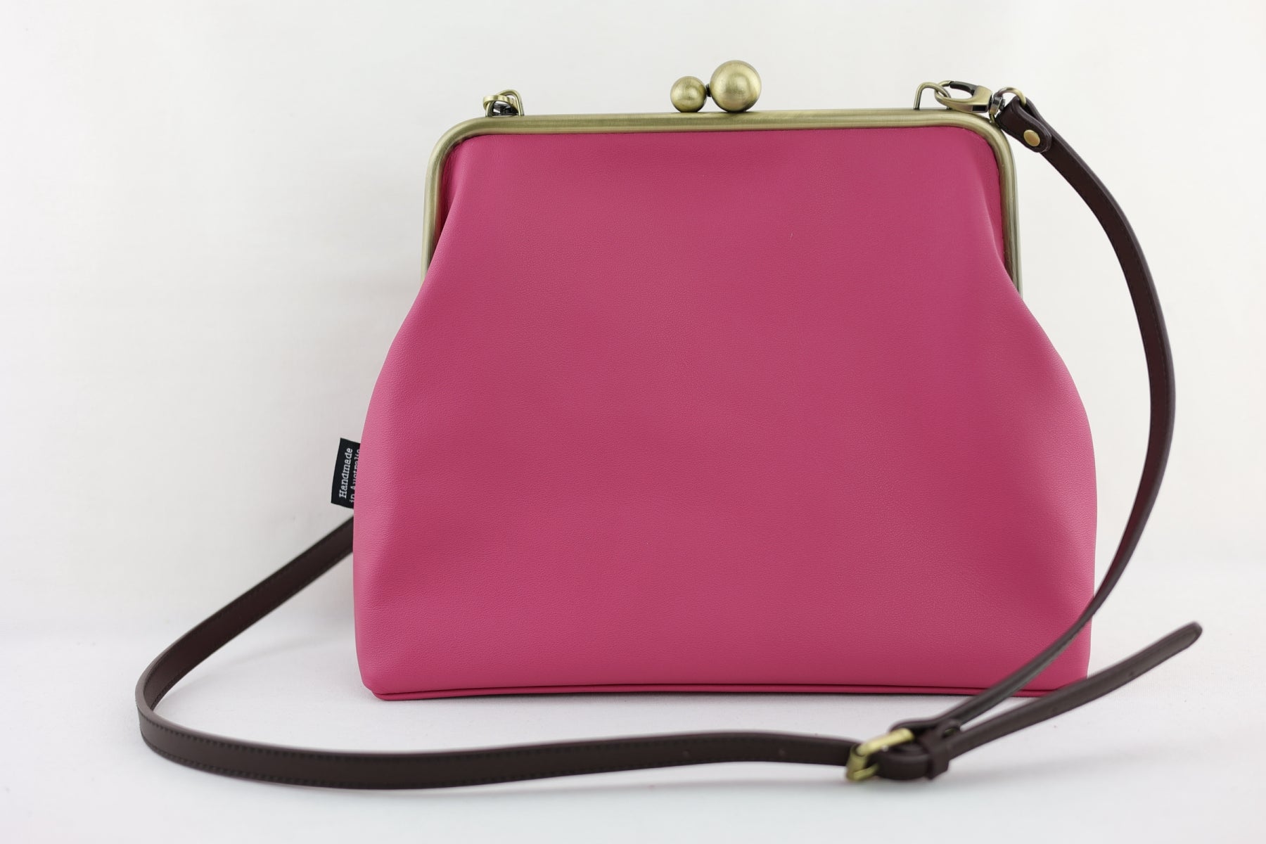 Fuchsia Leather Crossbody Bag Handmade in Australia | PINK OASIS