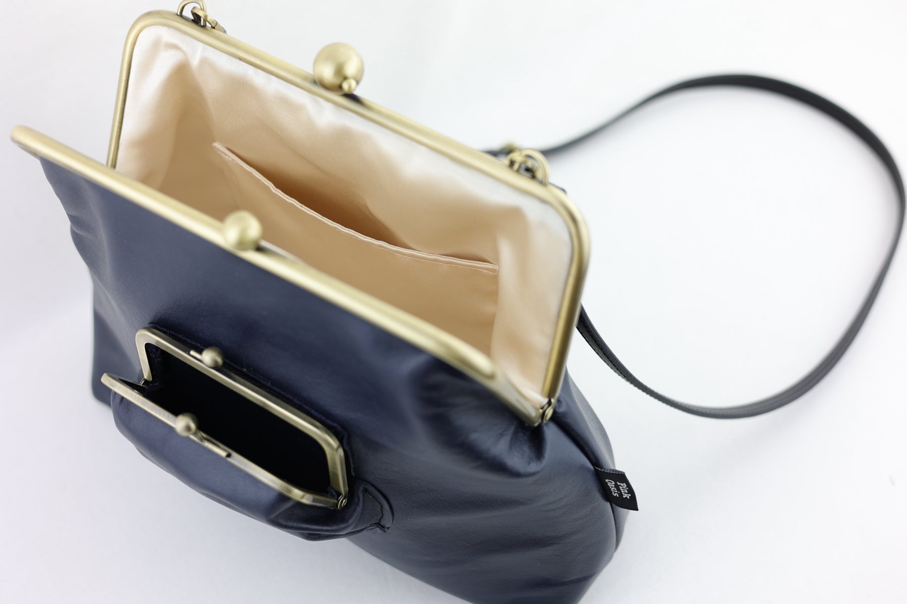 Midnight Blue Leather Crossbody Bag Handmade in Australia | PINK OASIS