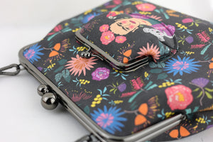 Frida & Aussie Flowers Crossbody Bag with Webbing Strap | PINK OASIS