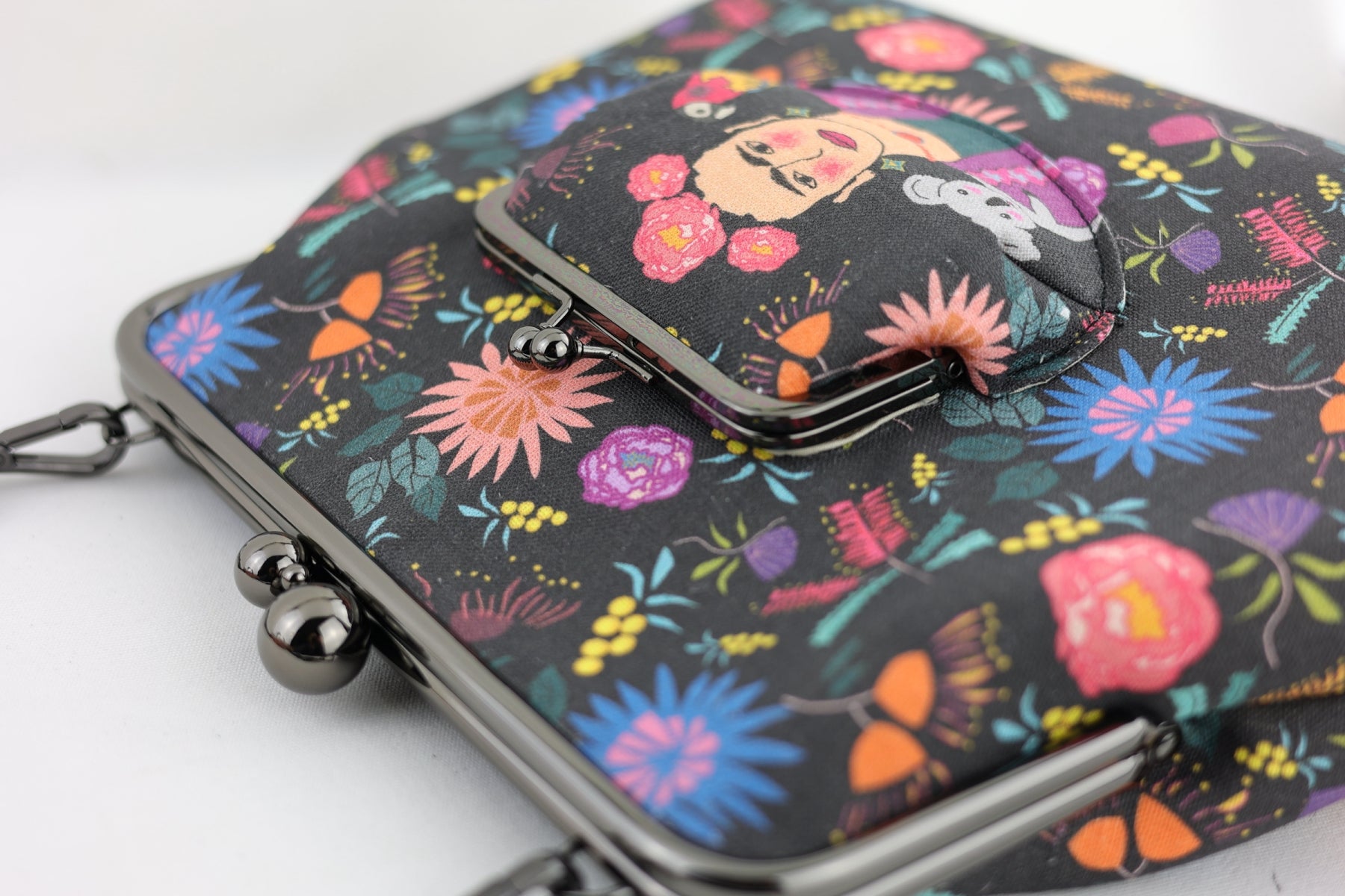 Frida & Aussie Flowers Crossbody Bag with Webbing Strap | PINK OASIS