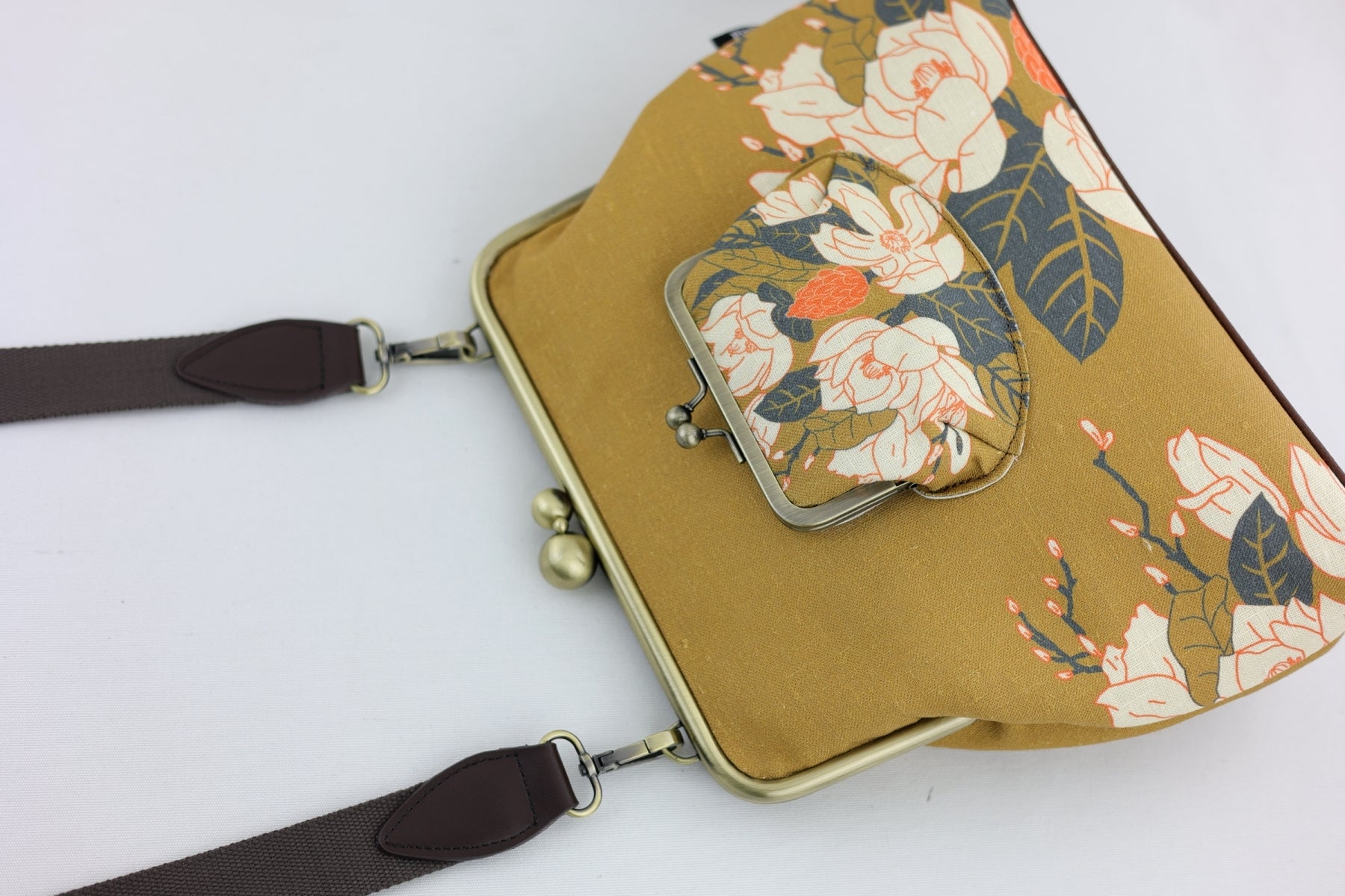Magnolia Mustard Crossbody Bag with Webbing Strap | PINK OASIS
