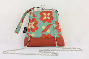 Daisy Teal & Orange Wristlet Bag with Chain Strap | PINK OASIS