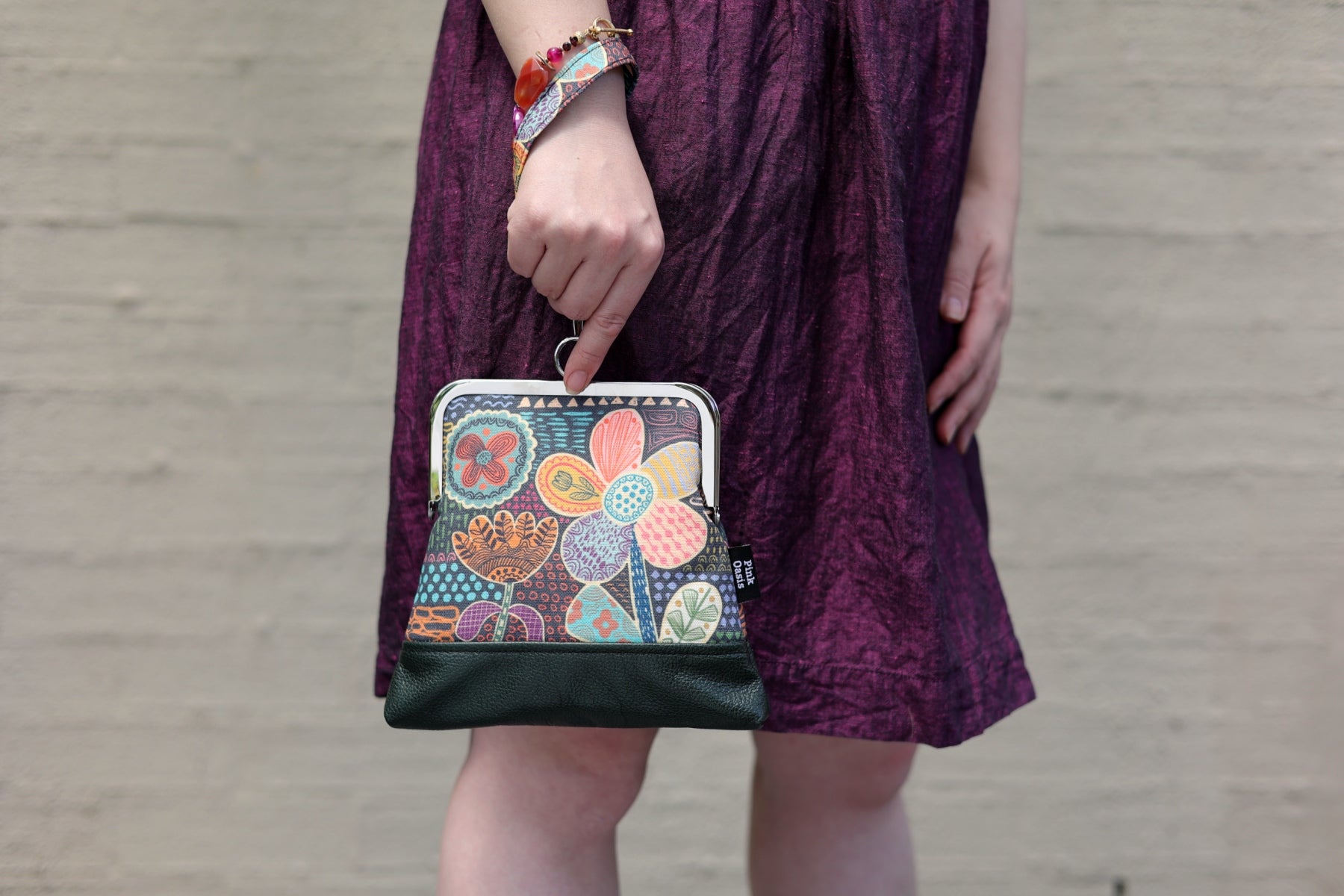 Doodle Flora Wristlet Bag Handmade in Australia | PINK OASIS