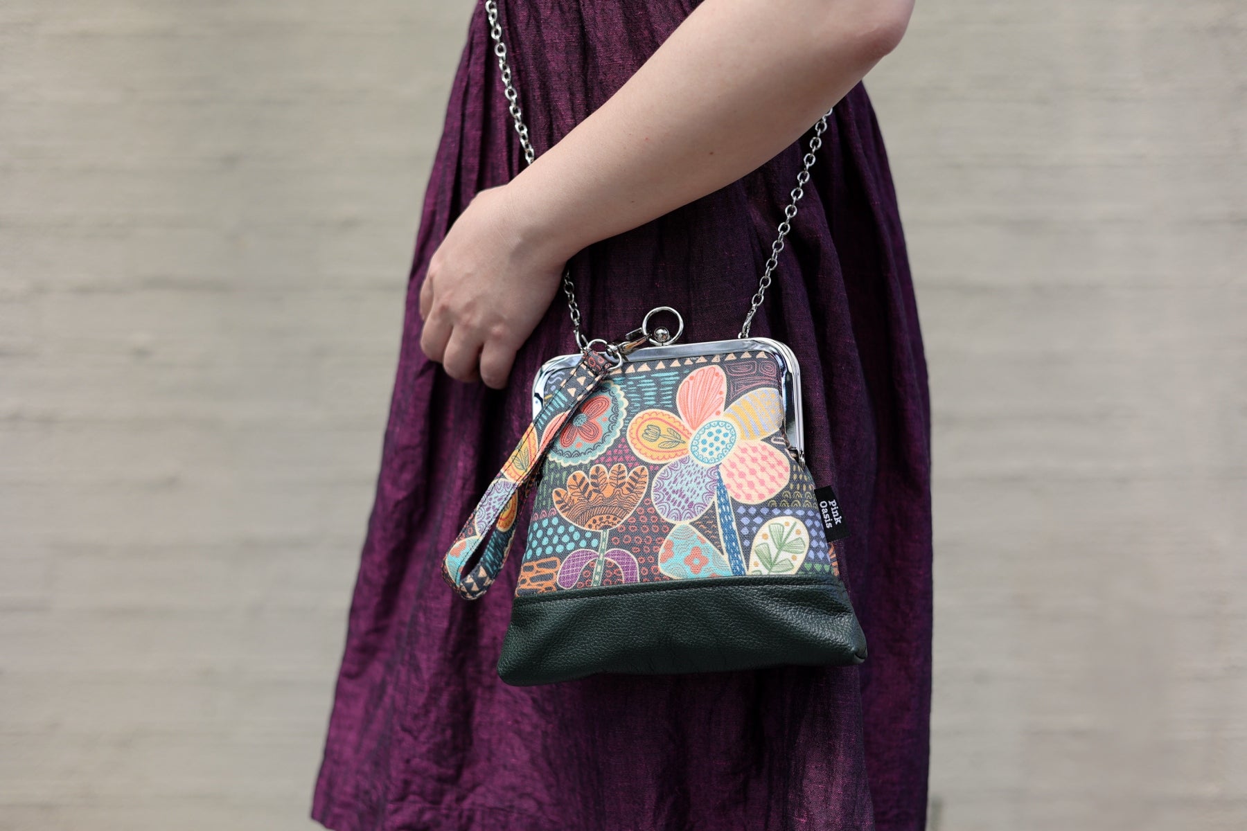 Doodle Flora Wristlet Bag Handmade in Australia | PINK OASIS
