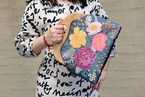 Peonies Garden Large Wood Frame Bag
