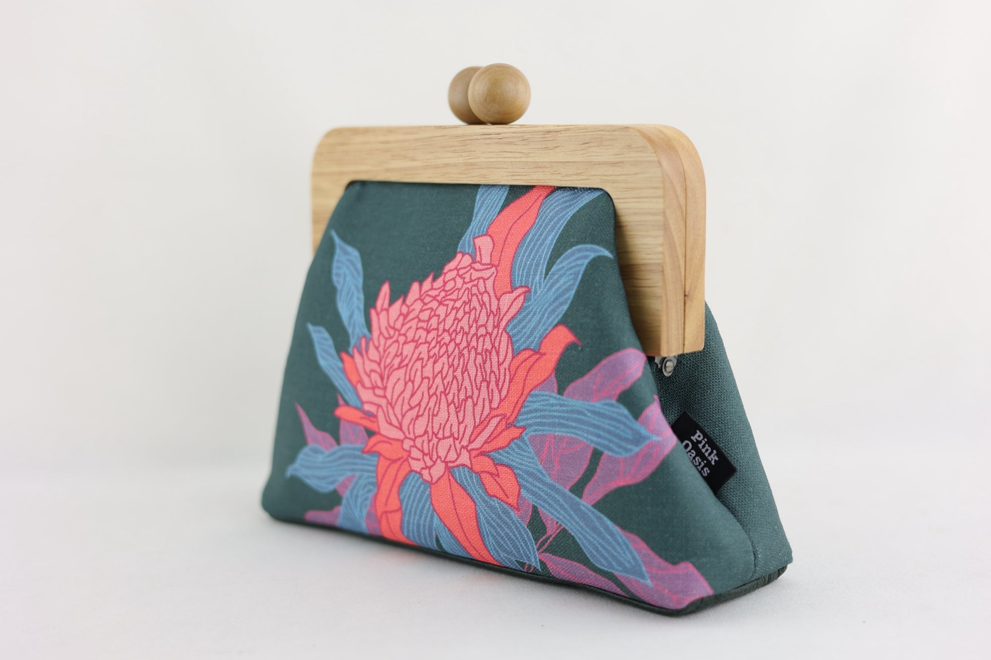 Torch Ginger Flower Emerald Clutch | PINK OASIS