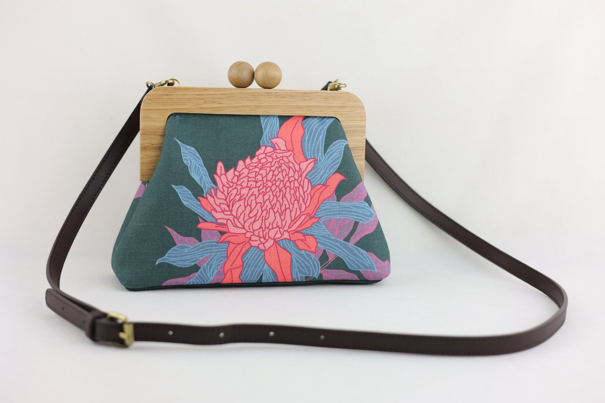 Torch Ginger Flower Emerald Clutch | PINK OASIS