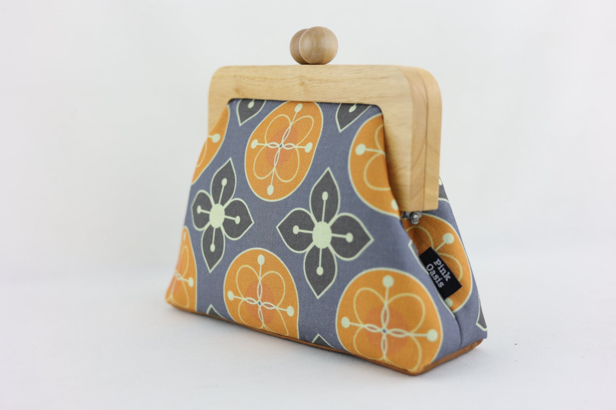 Marigold Flower Orange & Grey Clutch | PINK OASIS