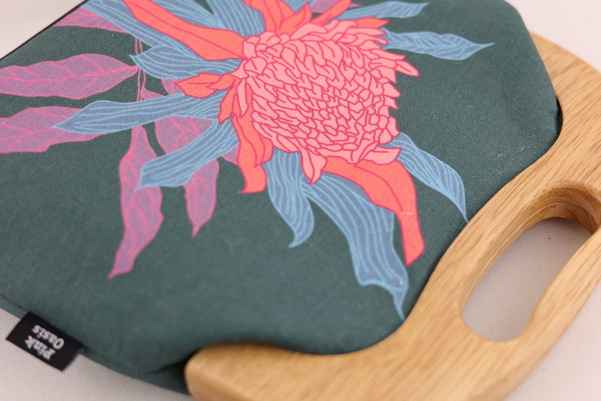 Torch Ginger Flower Emerald Large Wood Frame Bag | PINK OASIS