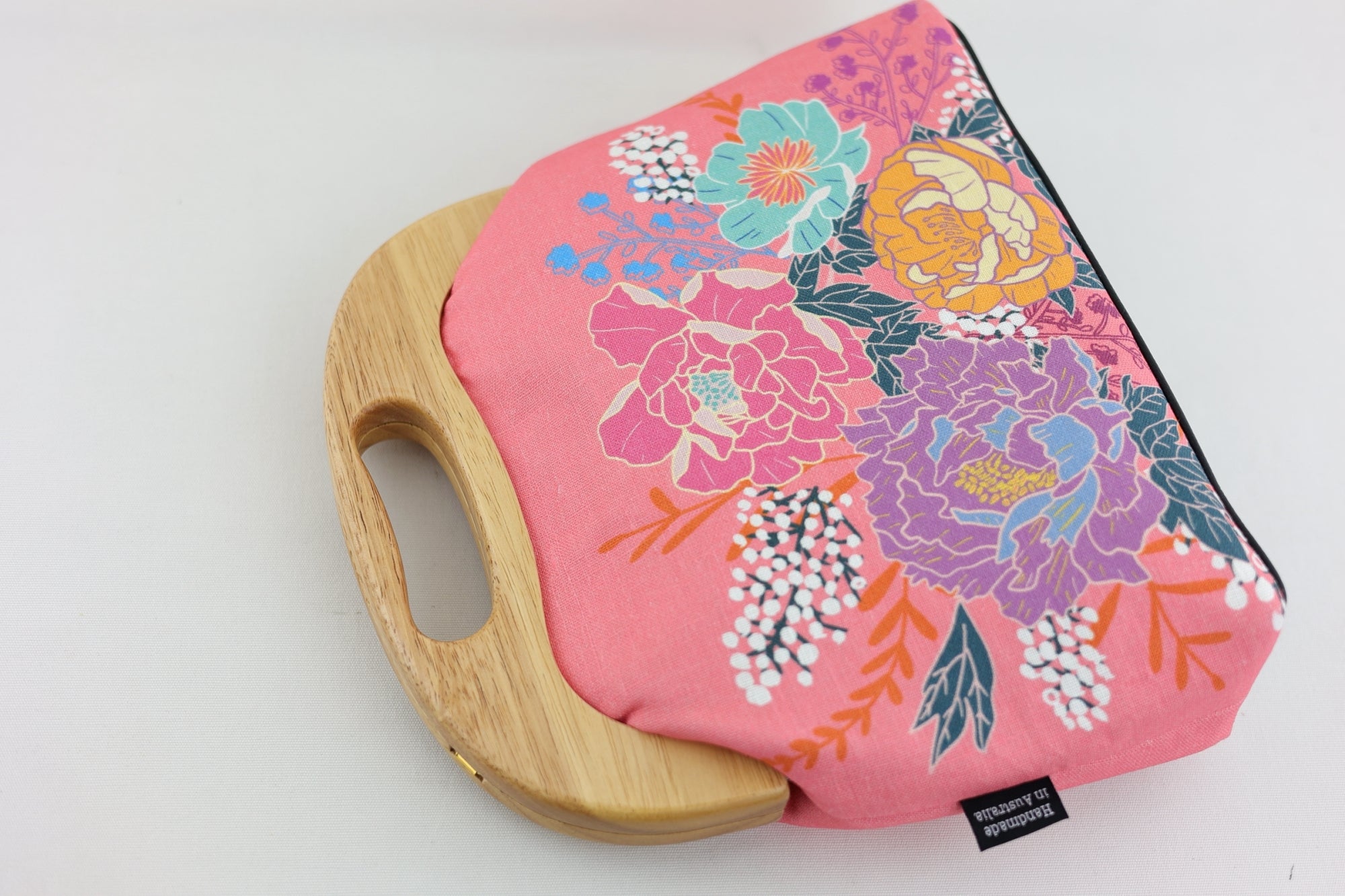 Peonies Garden Pink Large Wood Frame Bag | PINK OASIS