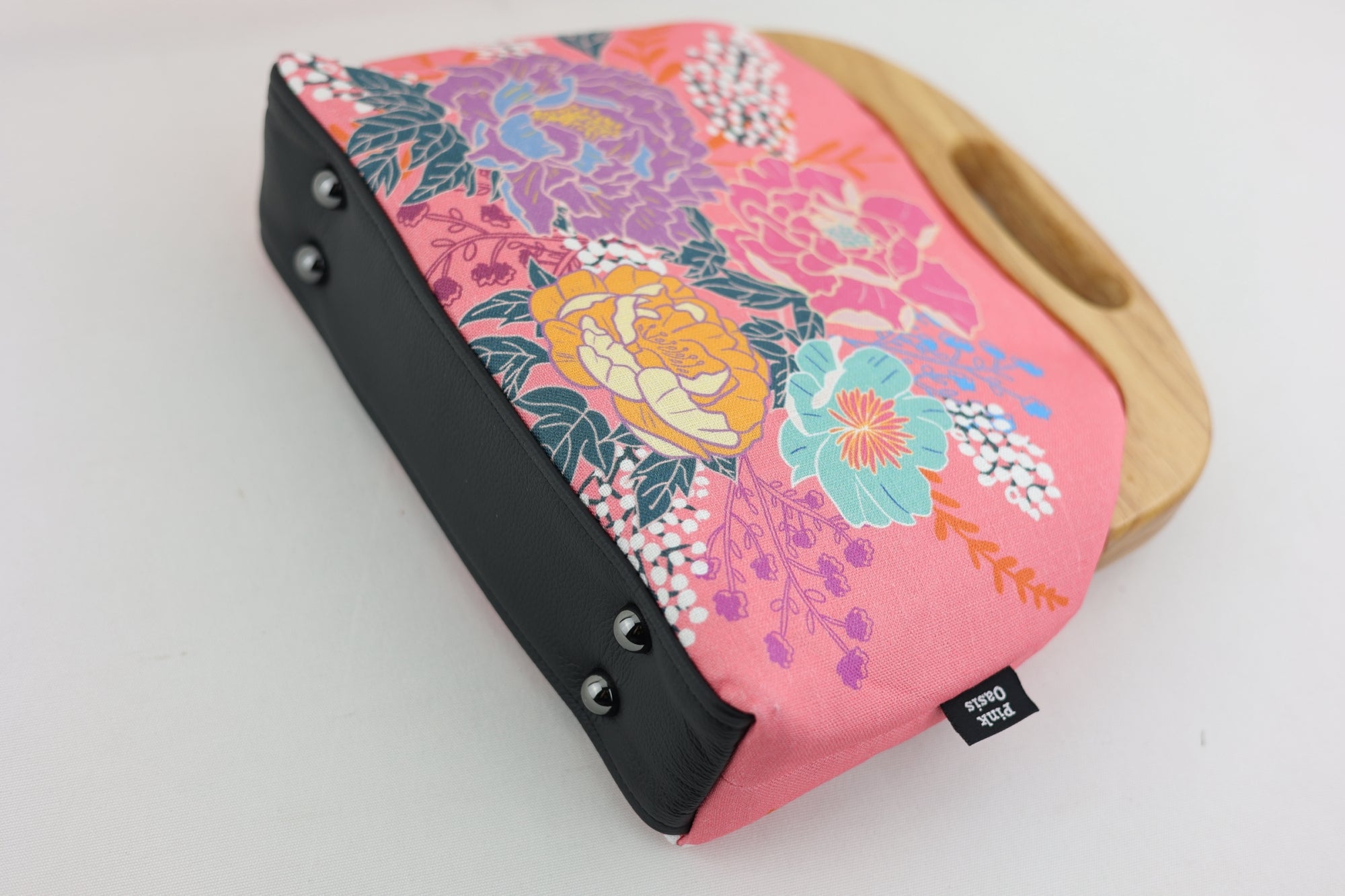 Peonies Garden Pink Large Wood Frame Bag | PINK OASIS