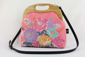 Peonies Garden Pink Large Wood Frame Bag | PINK OASIS
