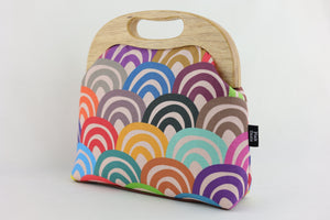 Rainbows Large Wood Frame Bag | PINK OASIS
