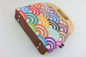 Rainbows Large Wood Frame Bag | PINK OASIS