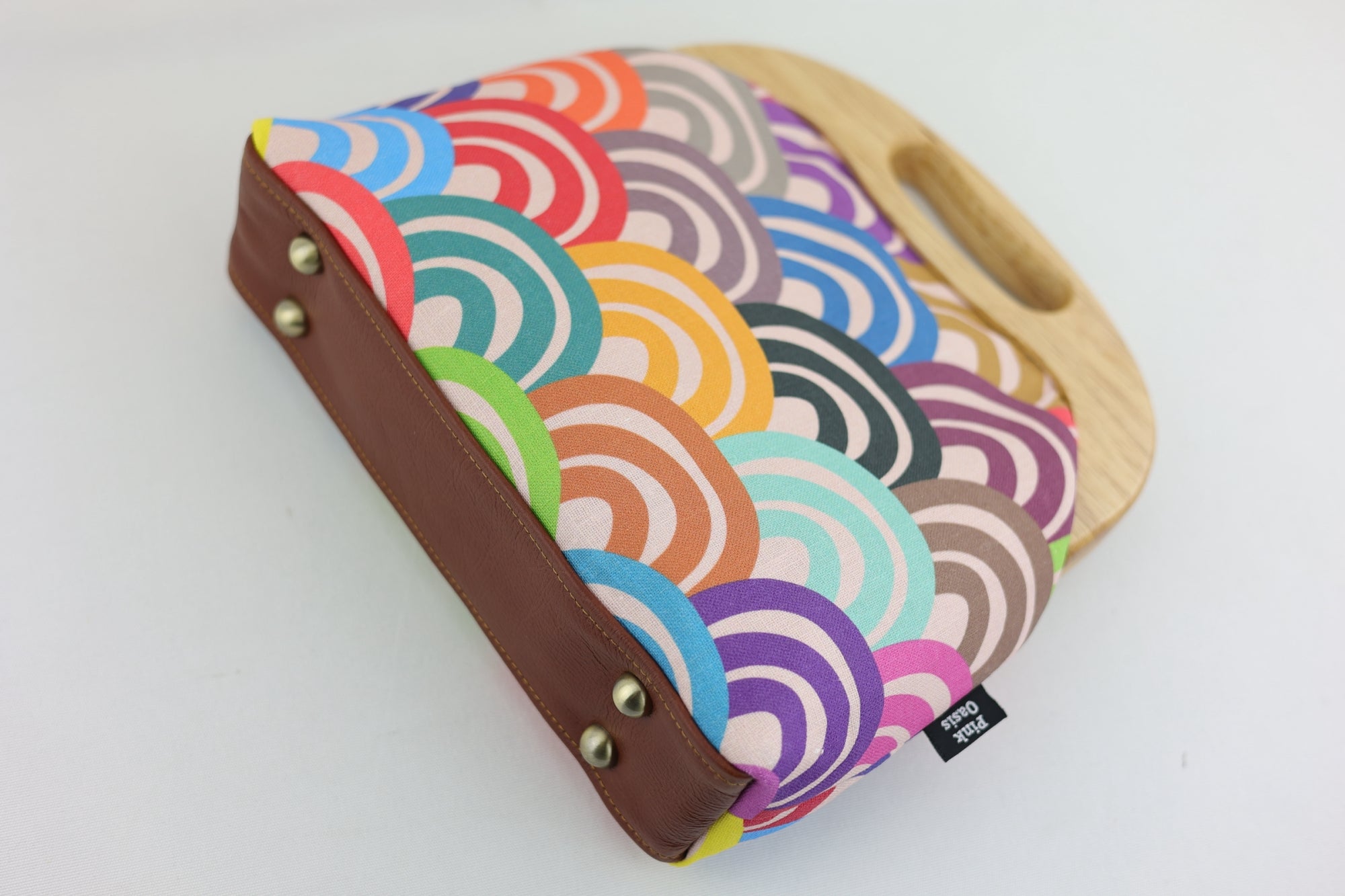Rainbows Large Wood Frame Bag | PINK OASIS