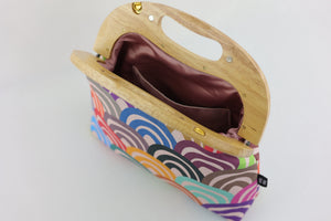 Rainbows Large Wood Frame Bag | PINK OASIS