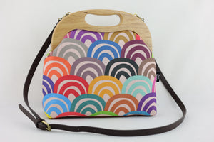 Rainbows Large Wood Frame Bag | PINK OASIS