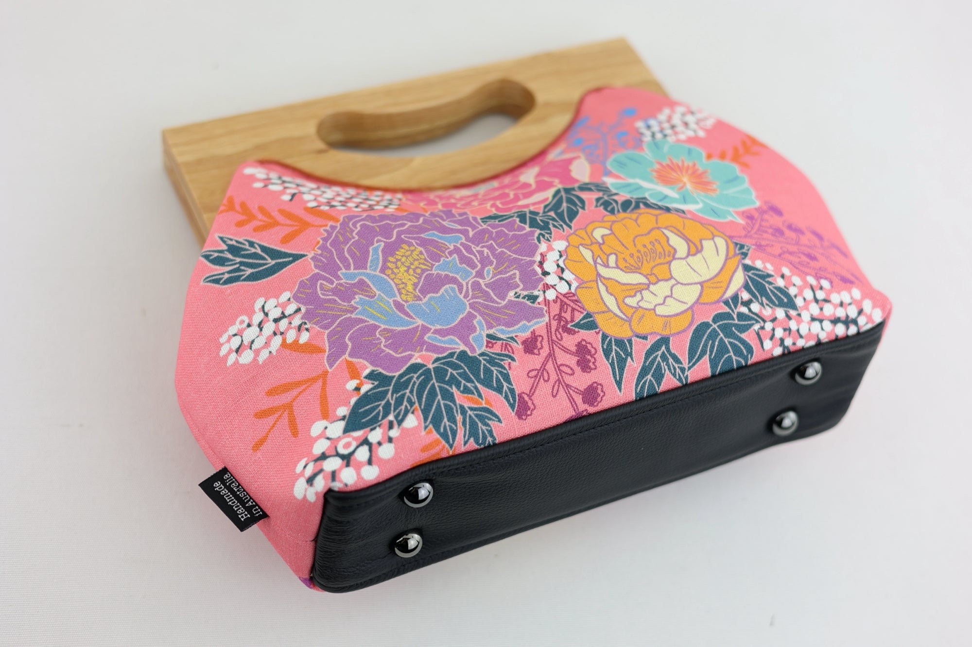Peonies Garden Pink Medium Size Wood Frame Bag | PINK OASIS
