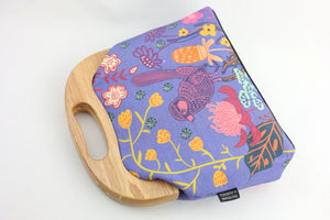 Blue Wren, Waratah & Banksia Large Wood Frame Bag | PINK OASIS