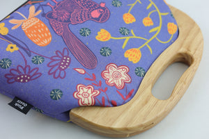 Blue Wren, Waratah & Banksia Large Wood Frame Bag | PINK OASIS
