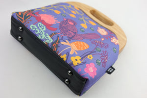 Blue Wren, Waratah & Banksia Large Wood Frame Bag | PINK OASIS
