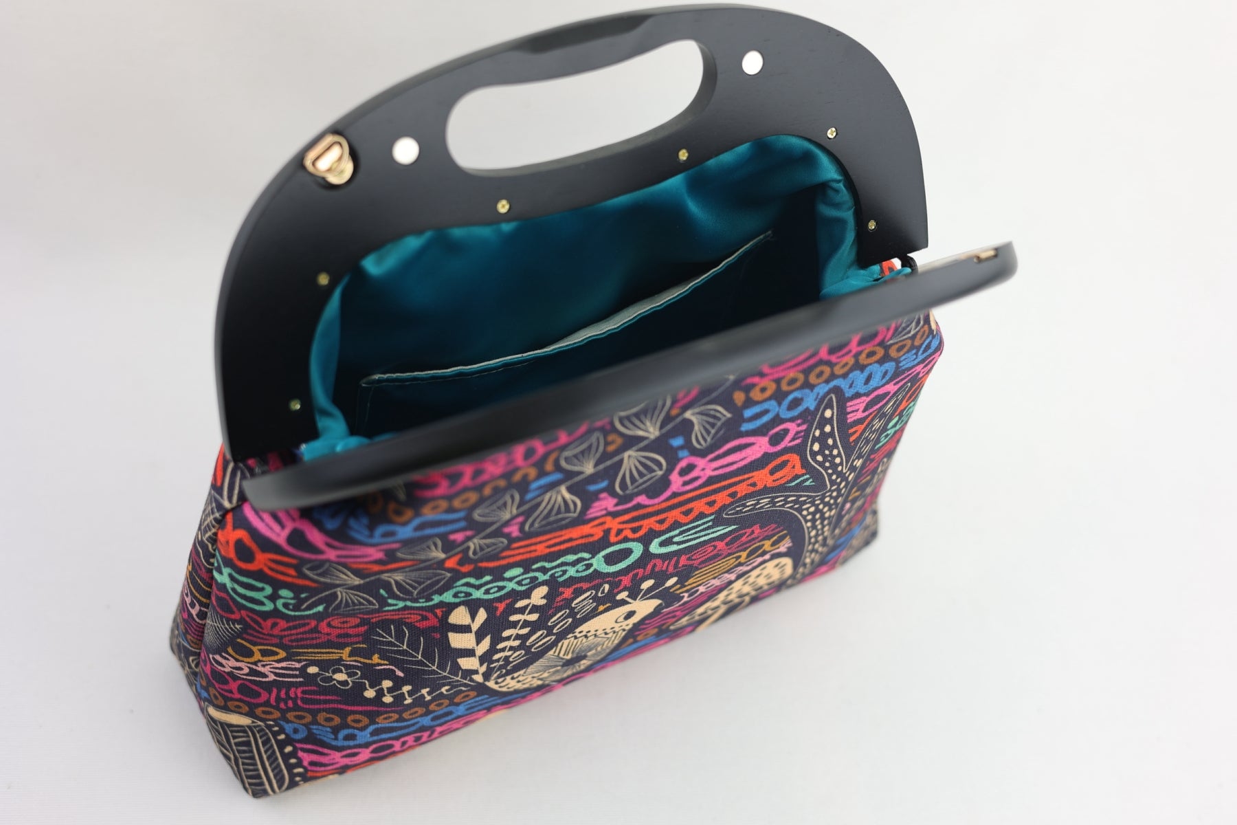 Peacock Large Wood Frame Bag | PINK OASIS