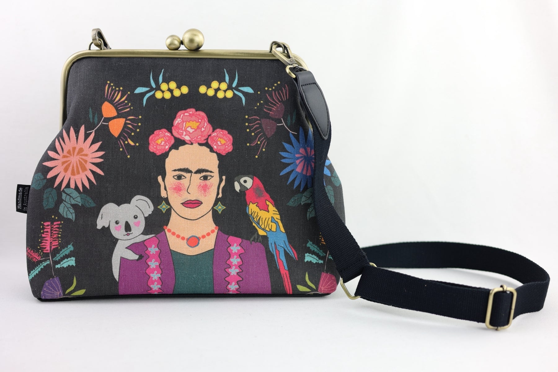 Frida Down Under Crossbody Bag with Webbing Strap | PINK OASIS