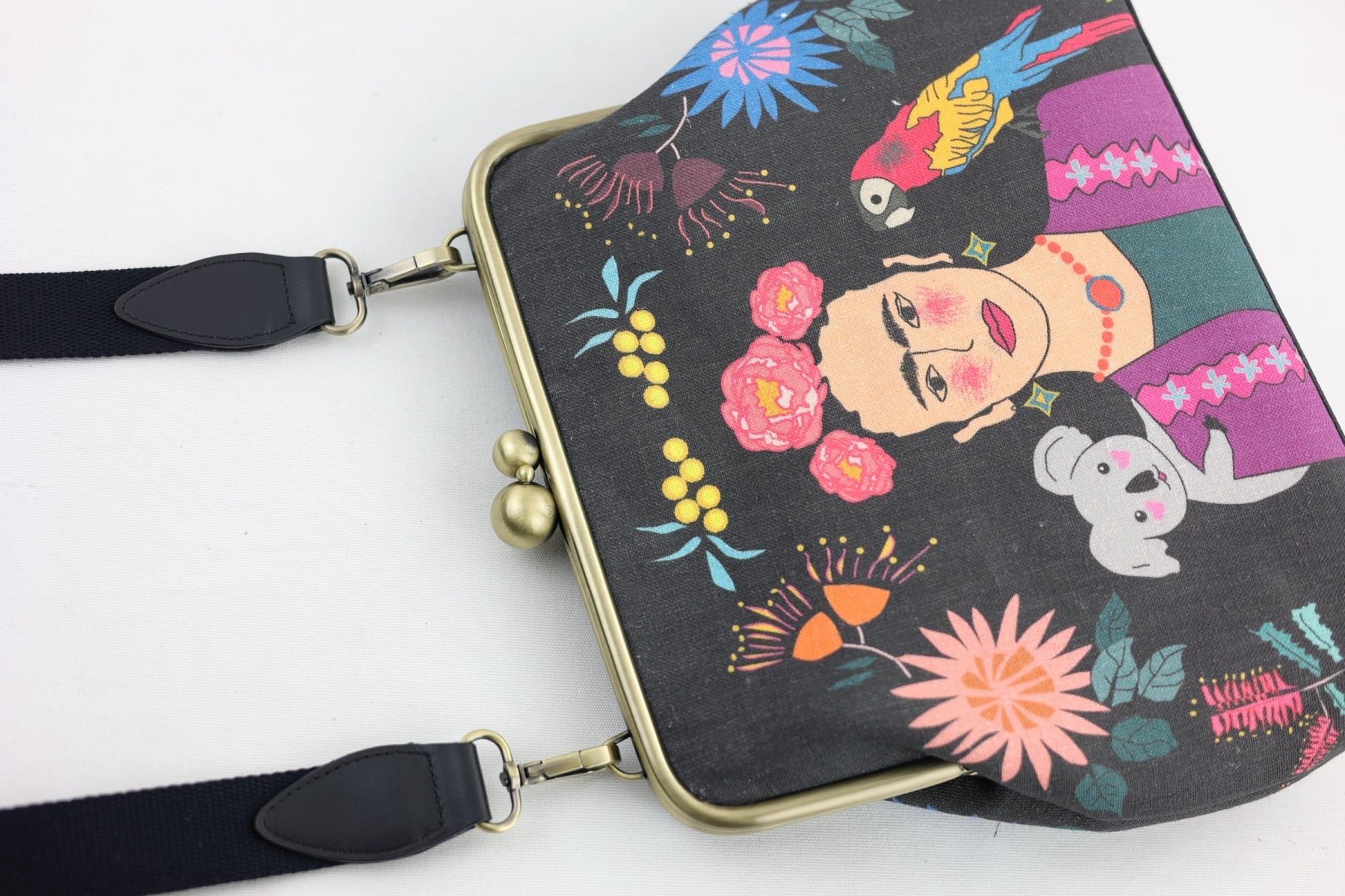 Frida Down Under Crossbody Bag with Webbing Strap | PINK OASIS