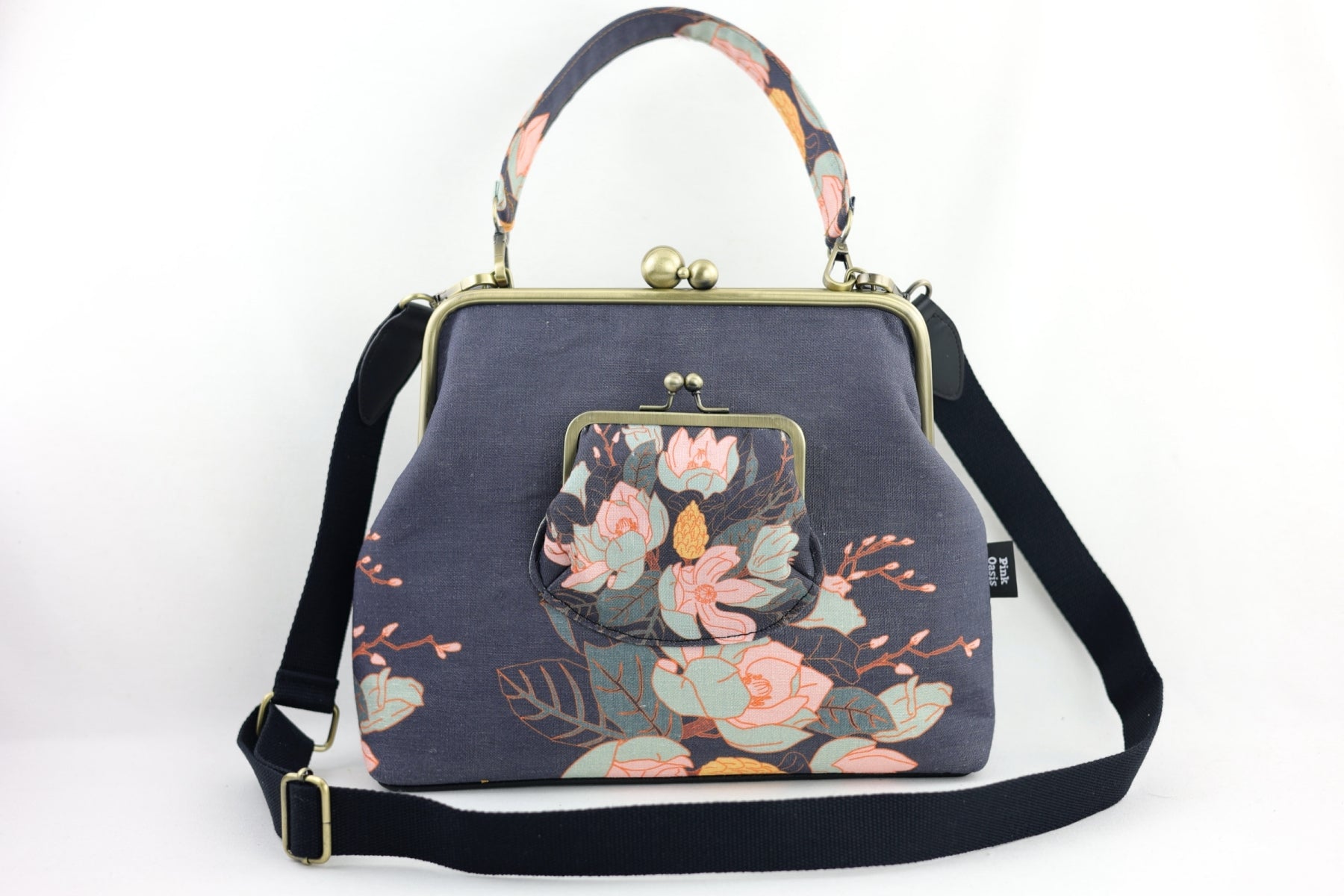 Magnolia Navy Handbag and Crossbody 2 Way Bag | PINK OASIS