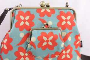Daisy Teal & Orange Handbag and Crossbody 2 Way Bag | PINK OASIS