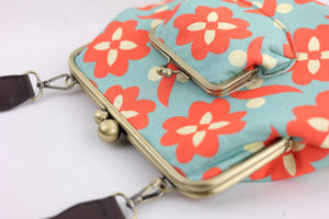 Daisy Teal & Orange Handbag and Crossbody 2 Way Bag | PINK OASIS