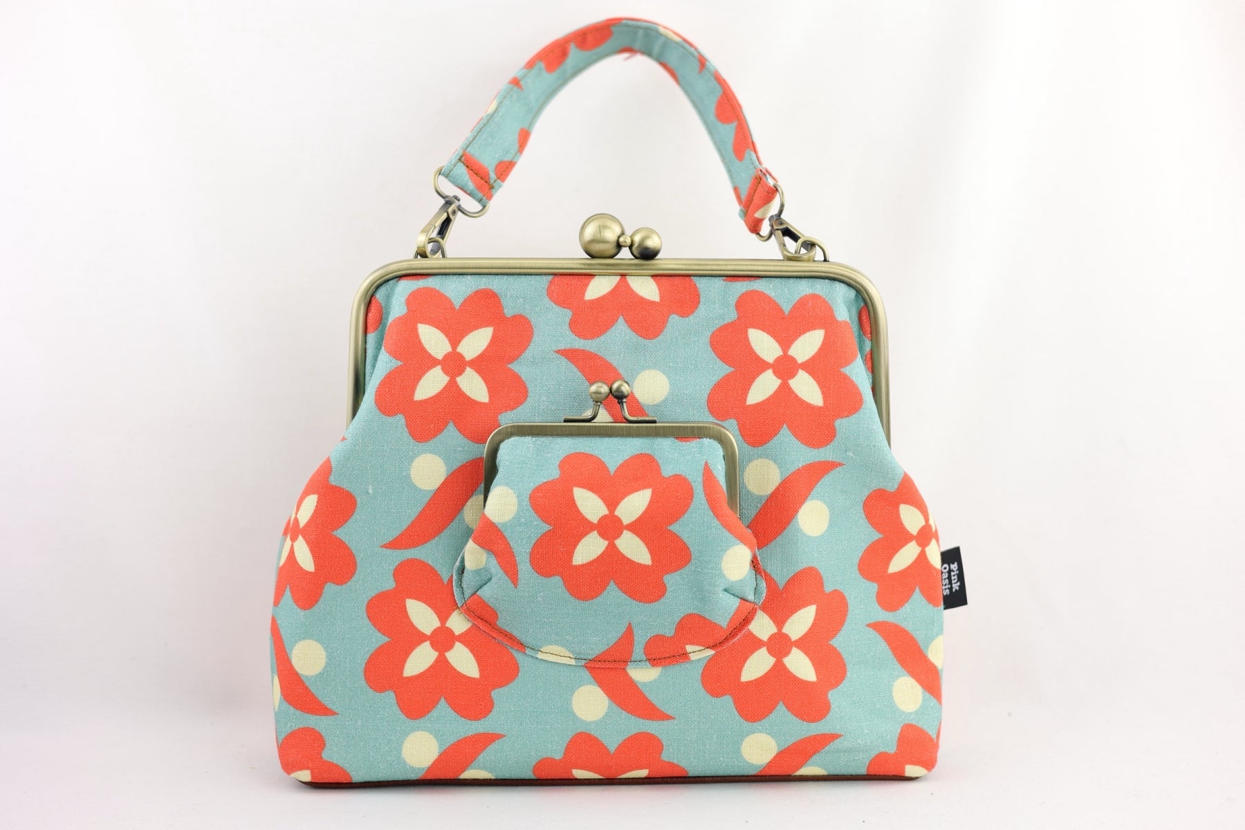 Daisy Teal & Orange Handbag and Crossbody 2 Way Bag | PINK OASIS