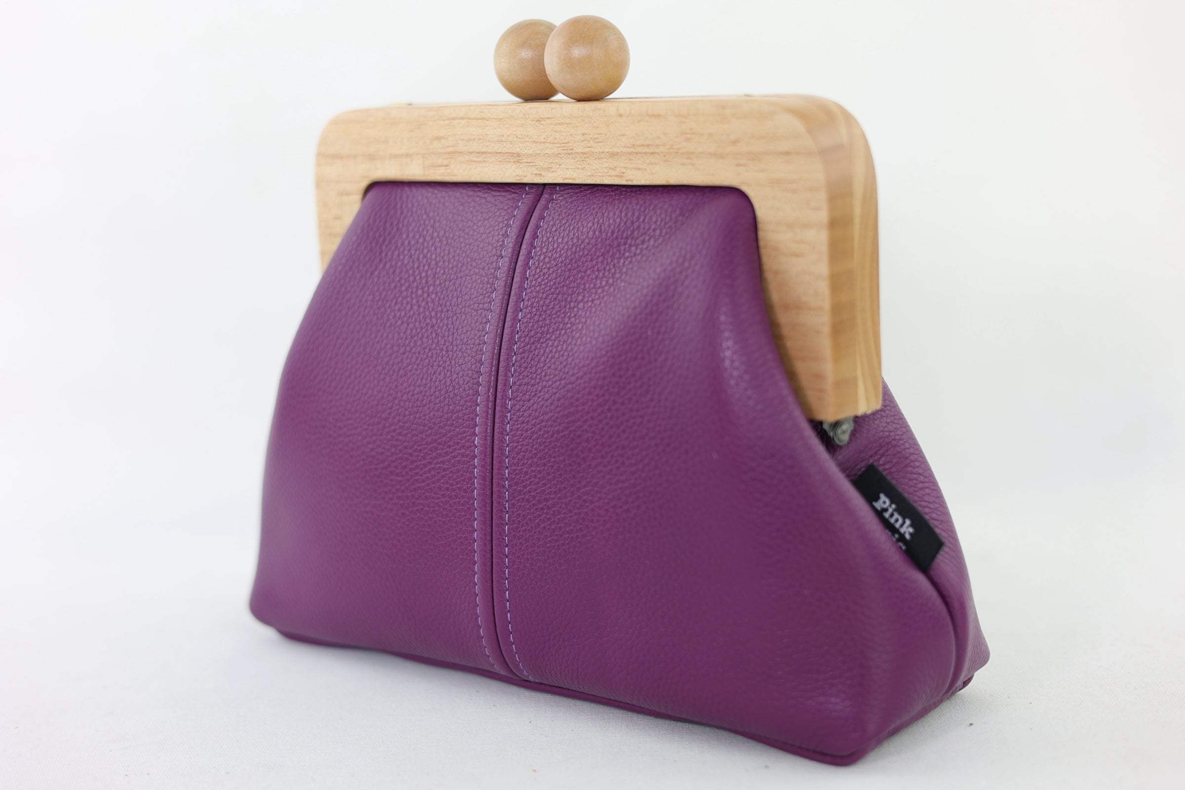 Women's Purple Genuine Leather Clutch Bag with Strap | PINK OASIS