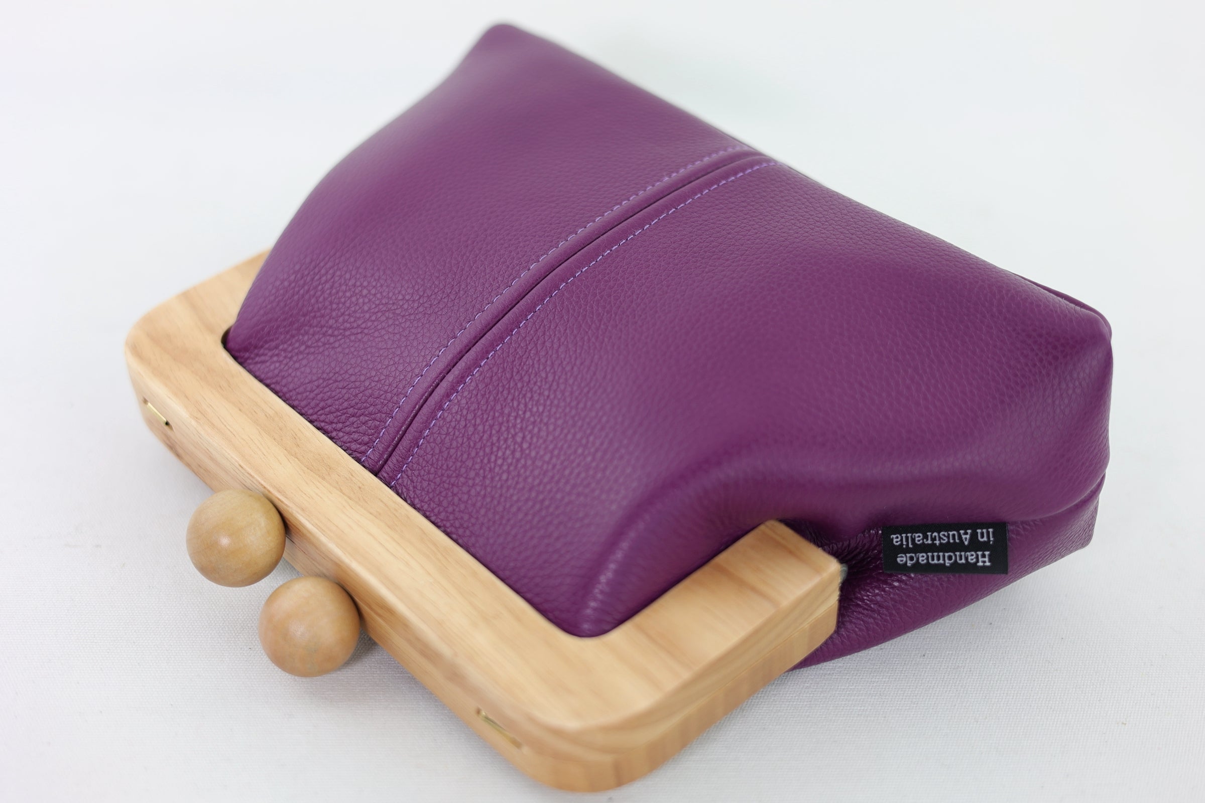Women's Purple Genuine Leather Clutch Bag with Strap | PINK OASIS