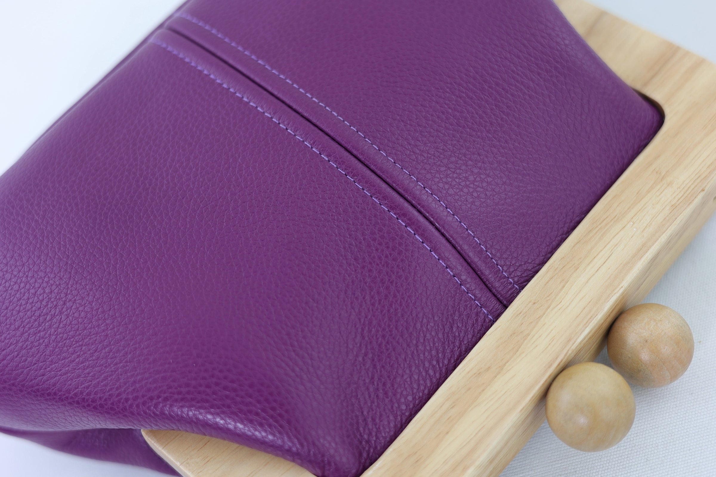 Women's Purple Genuine Leather Clutch Bag with Strap | PINK OASIS