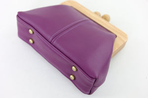 Women's Purple Genuine Leather Clutch Bag with Strap | PINK OASIS