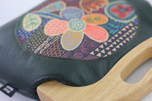 Doodle Flora Emerald Leather Bag | PINK OASIS