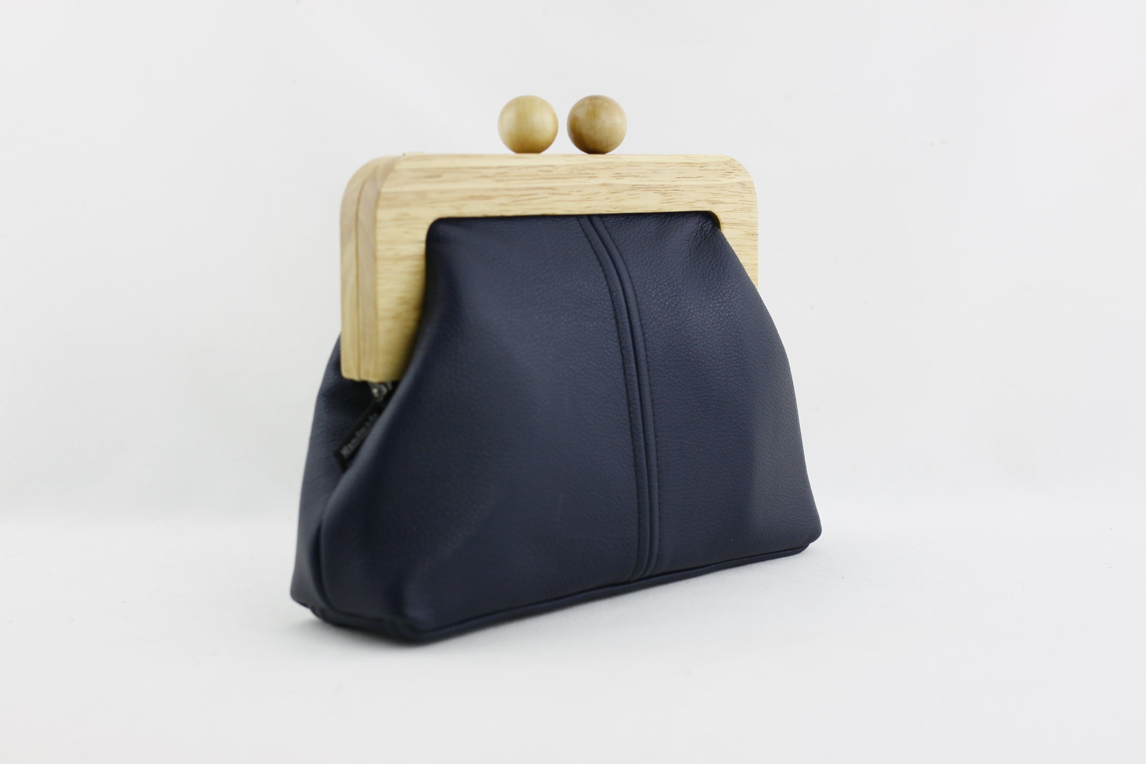 Women's Navy Genuine Leather Clutch Bag with Strap | PINKOASIS