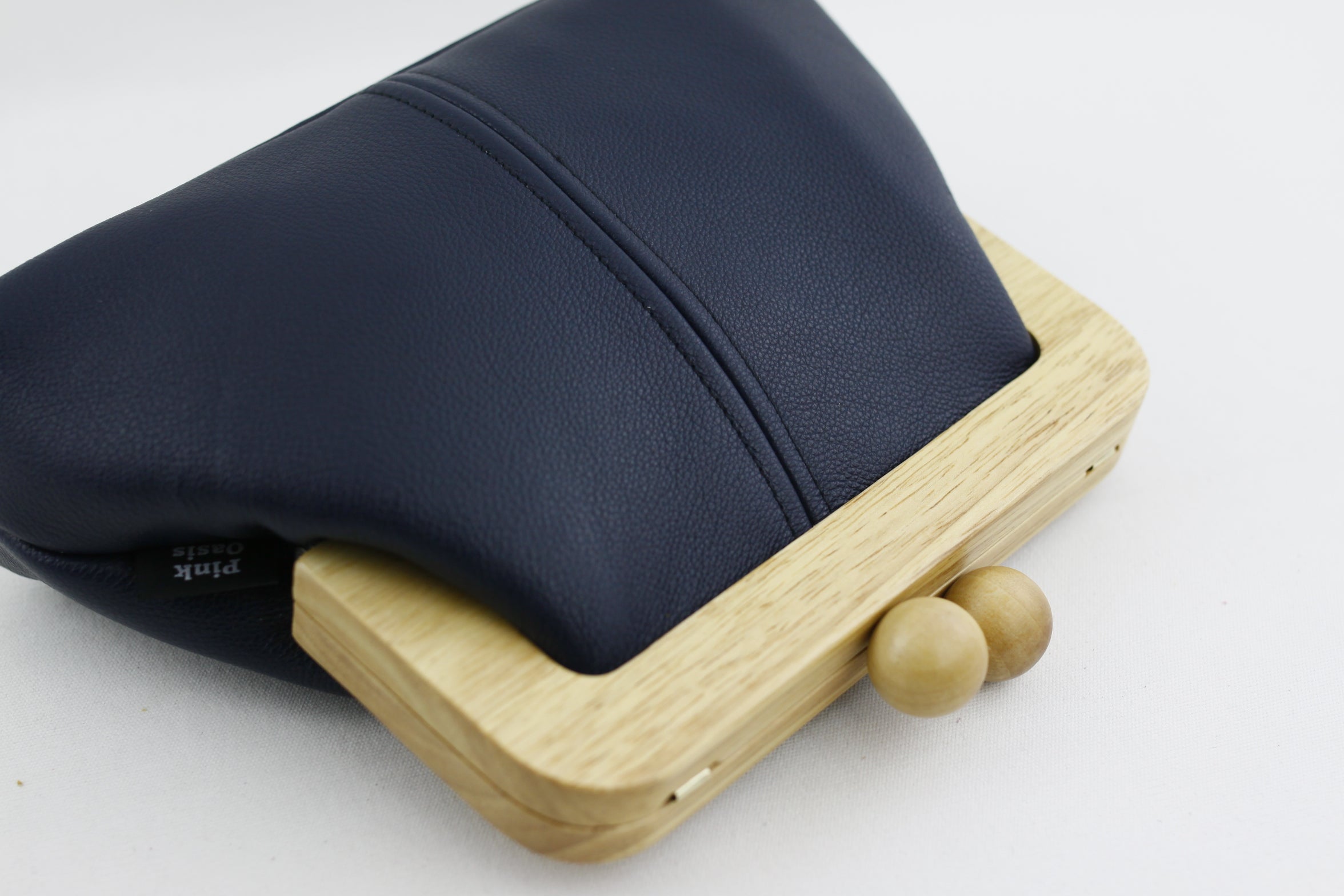 Women's Navy Genuine Leather Clutch Bag with Strap | PINKOASIS