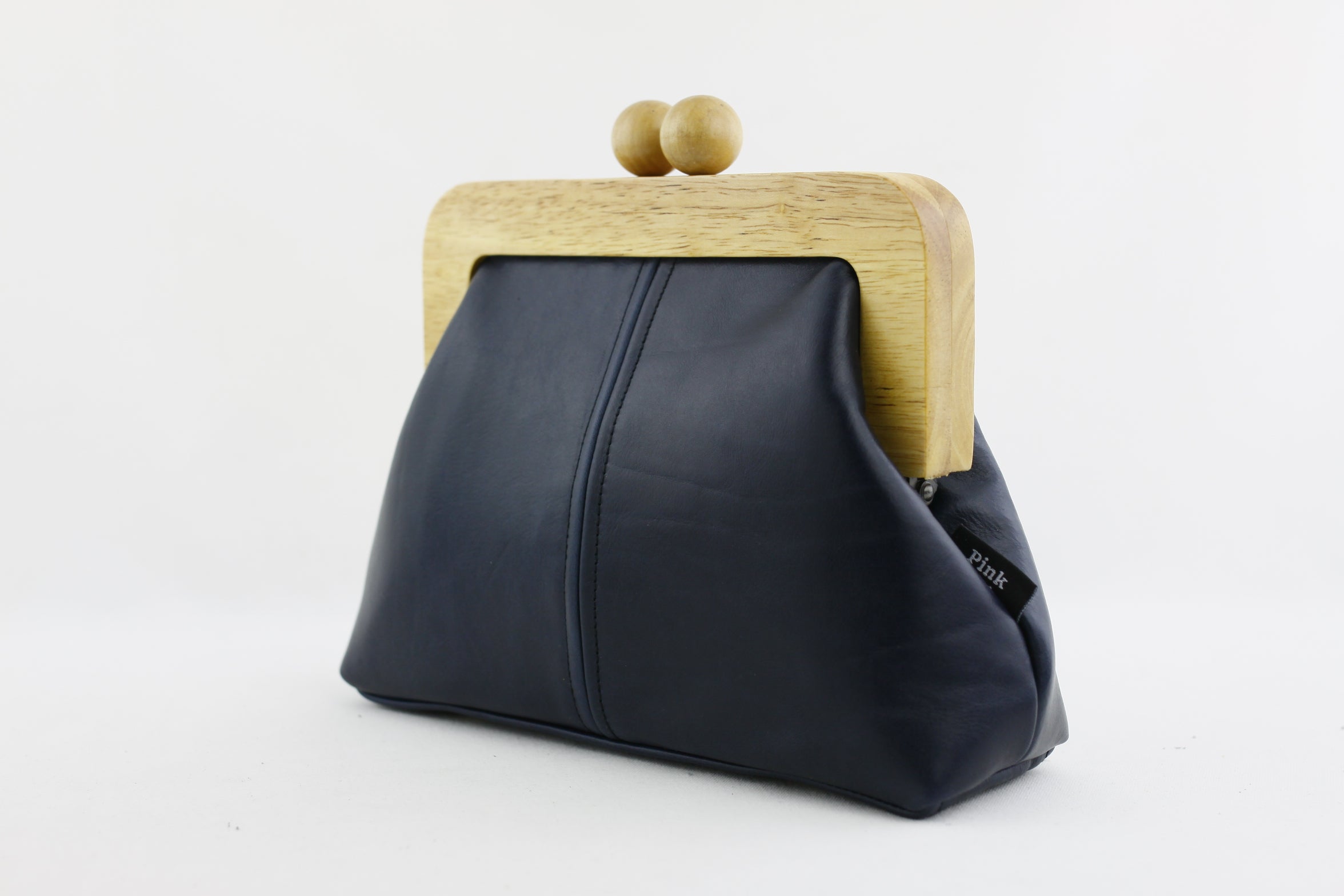 Midnight Blue Genuine Leather Clutch Bag with Strap | PINKOASIS